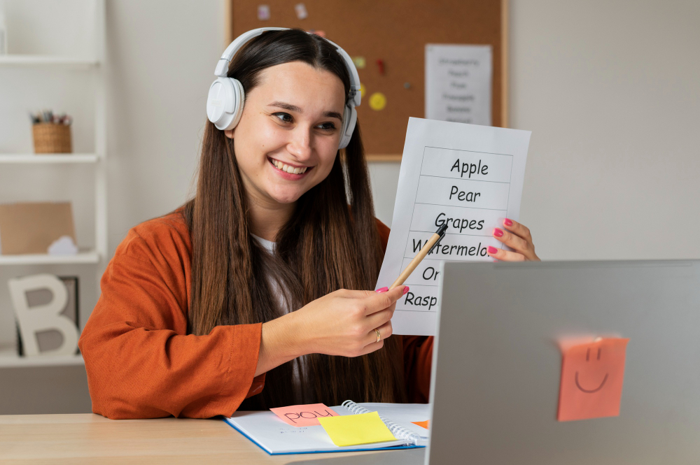 "Student preparing for IELTS online, experiencing the flexibility and convenience of virtual learning."